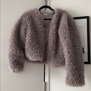 Cropped teddy coat xs